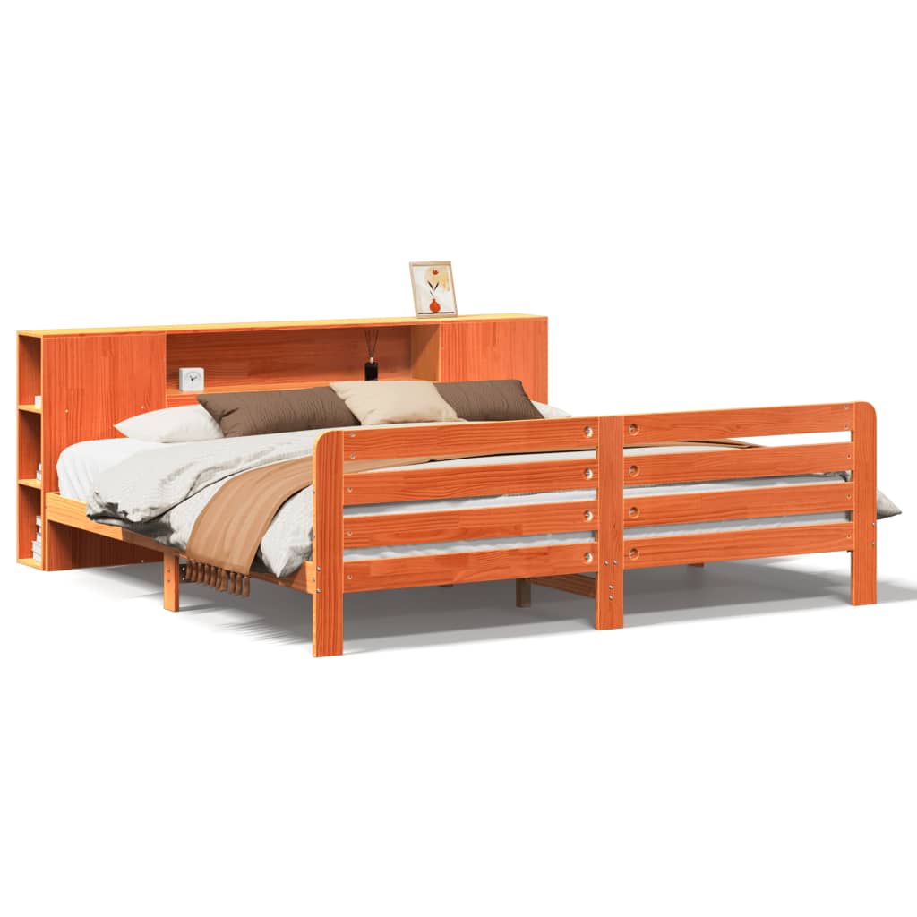 Bedframe zonder matras massief grenenhout wasbruin 200x200 cm is nu te koop bij PeponiXL, paradijselijk wonen!