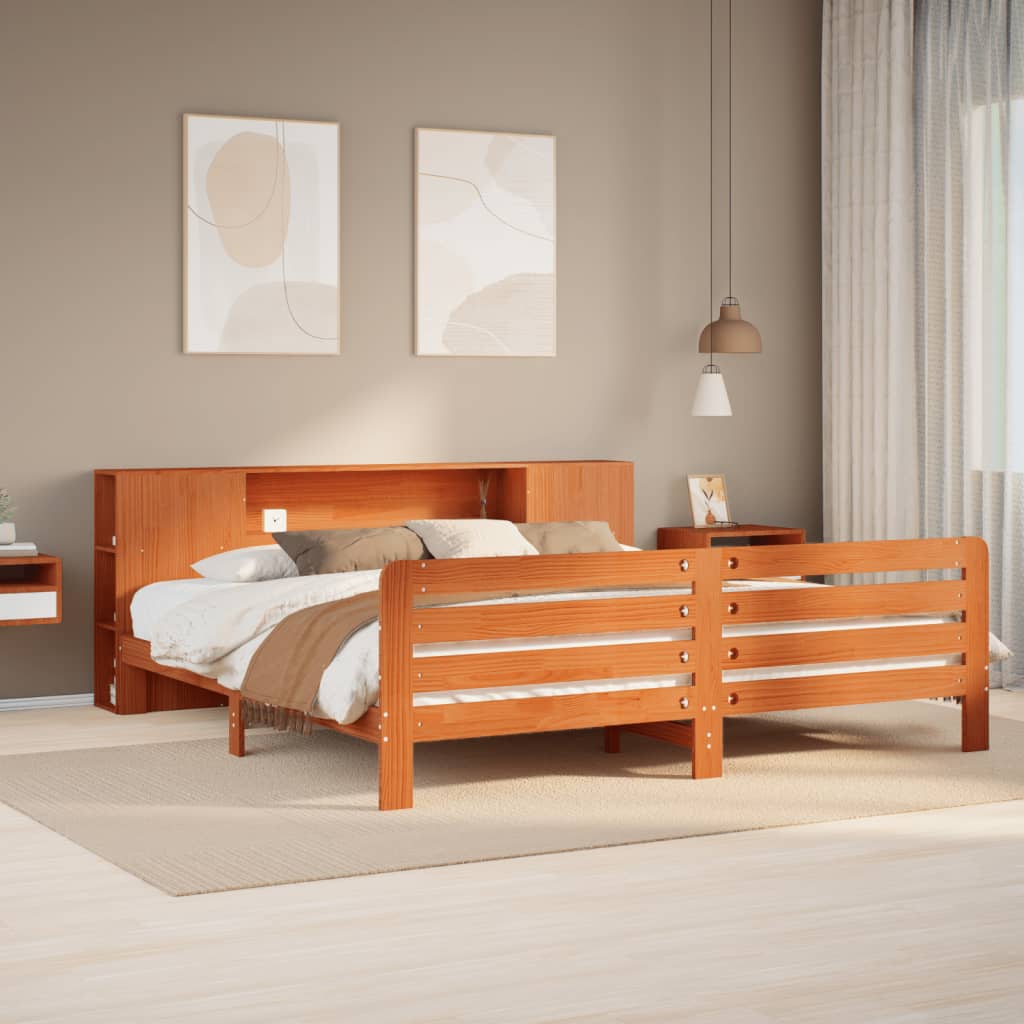 Bedframe zonder matras massief grenenhout wasbruin 200x200 cm is nu te koop bij PeponiXL, paradijselijk wonen!