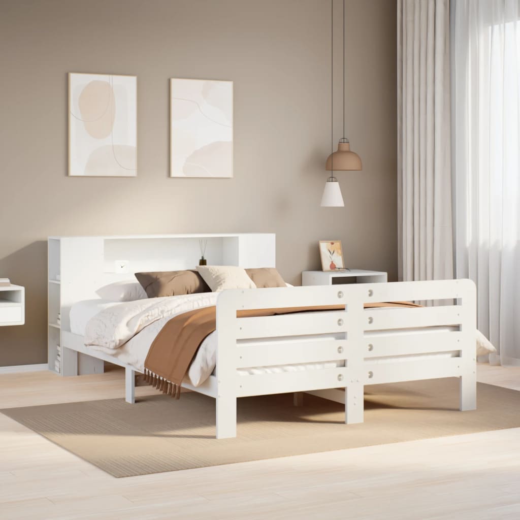 Bedframe zonder matras massief grenenhout wit 135x190 cm is nu te koop bij PeponiXL, paradijselijk wonen!