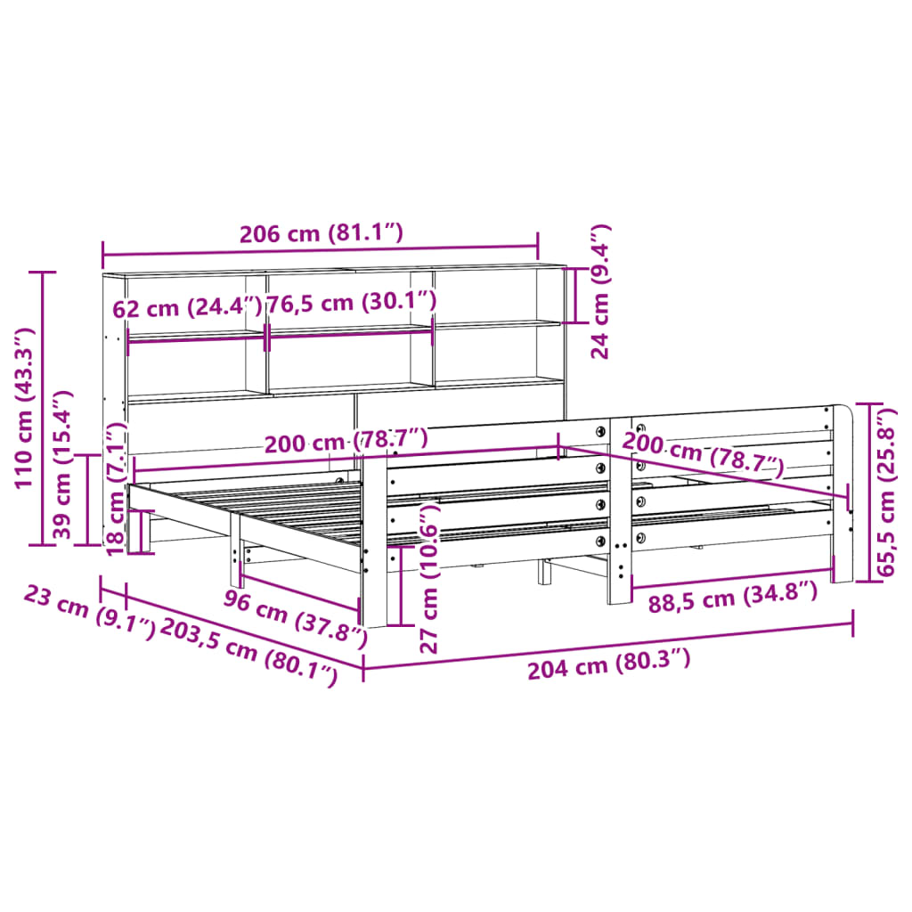 Bedframe zonder matras massief grenenhout wasbruin 200x200 cm is nu te koop bij PeponiXL, paradijselijk wonen!