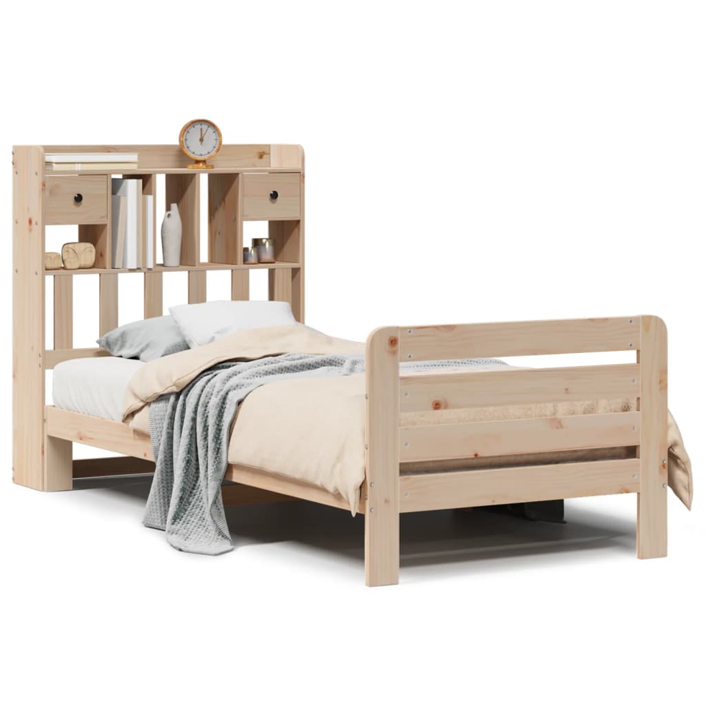 Bed met boekenkast zonder matras massief grenenhout 90x200 cm is nu te koop bij PeponiXL, paradijselijk wonen!