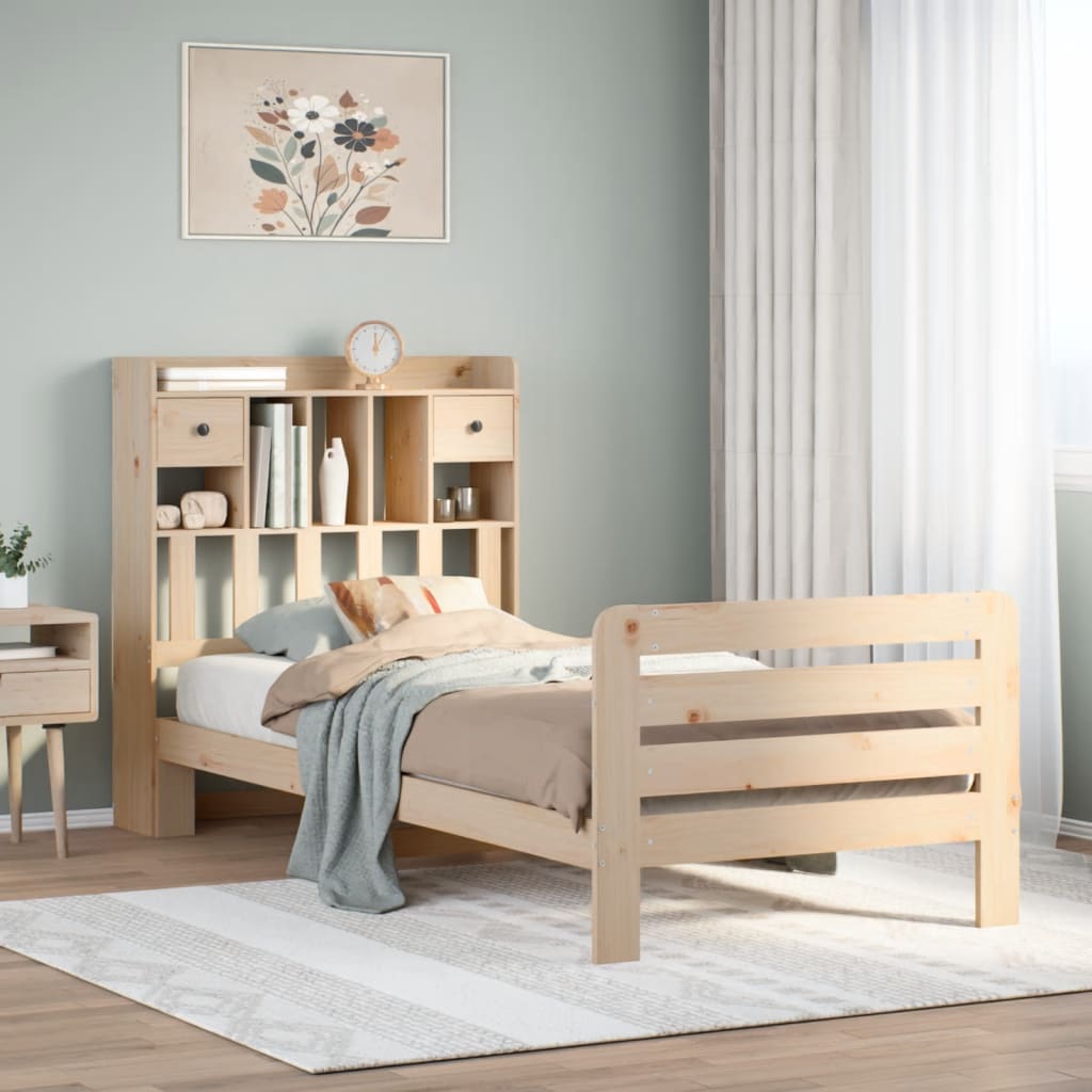 Bed met boekenkast zonder matras massief grenenhout 90x200 cm is nu te koop bij PeponiXL, paradijselijk wonen!