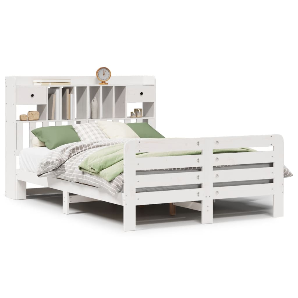 Bed met boekenkast zonder matras grenenhout wit 140x200 cm is nu te koop bij PeponiXL, paradijselijk wonen!