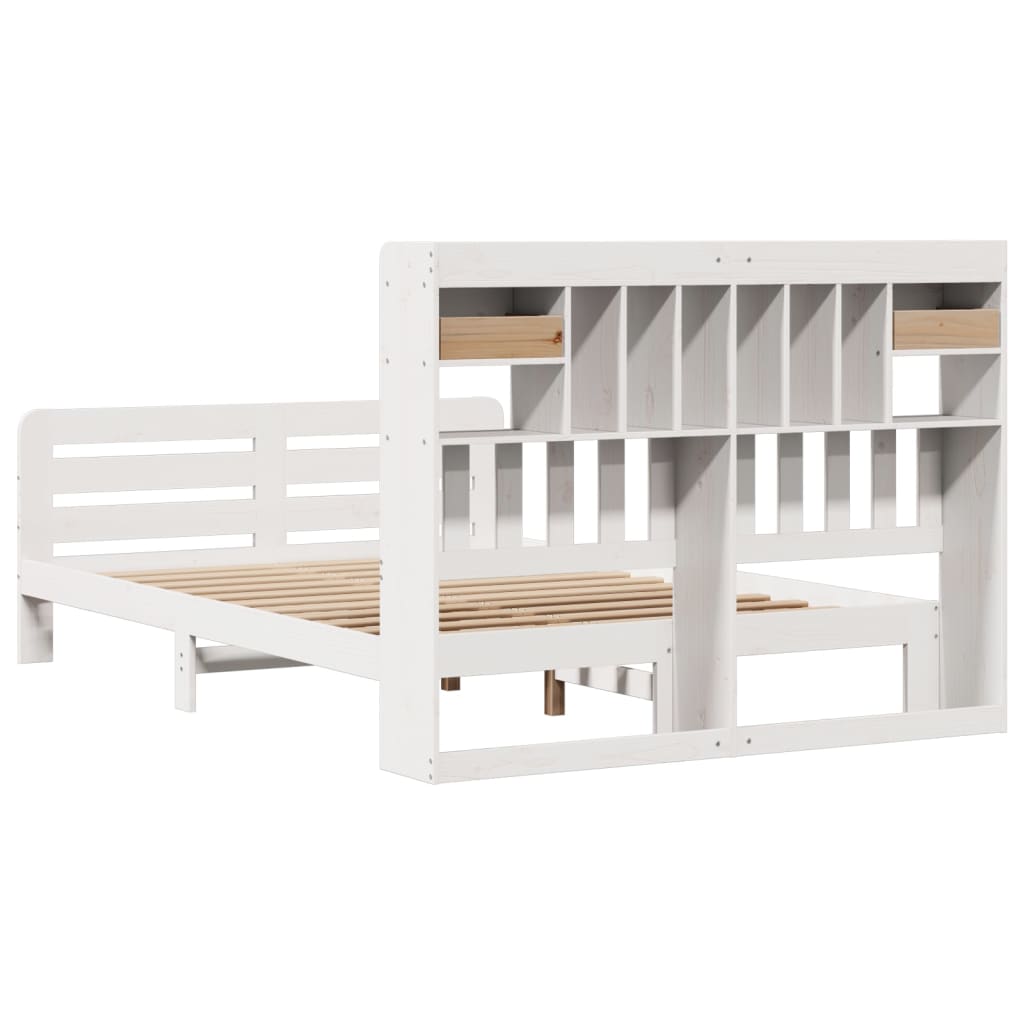 Bed met boekenkast zonder matras grenenhout wit 140x200 cm is nu te koop bij PeponiXL, paradijselijk wonen!