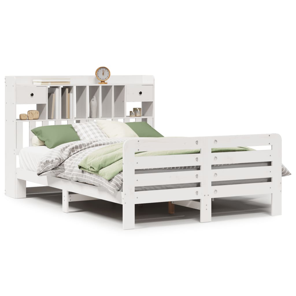 Bed met boekenkast zonder matras grenenhout wit 150x200 cm is nu te koop bij PeponiXL, paradijselijk wonen!