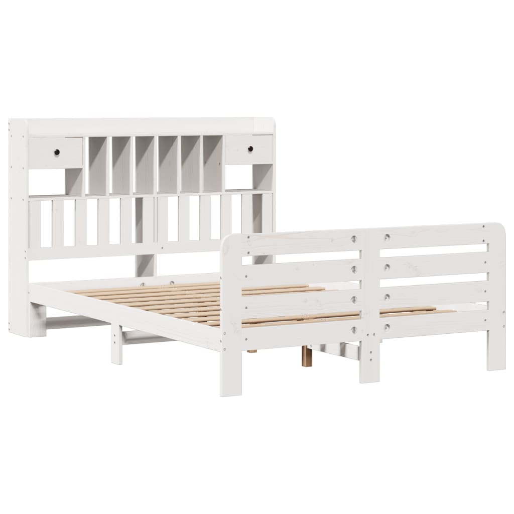 Bed met boekenkast zonder matras grenenhout wit 150x200 cm is nu te koop bij PeponiXL, paradijselijk wonen!
