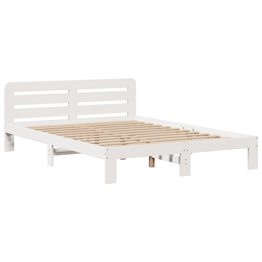 Bed met boekenkast zonder matras grenenhout wit 150x200 cm is nu te koop bij PeponiXL, paradijselijk wonen!