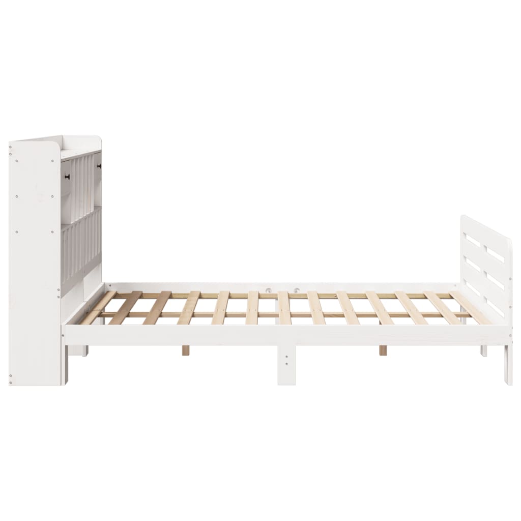 Bed met boekenkast zonder matras grenenhout wit 150x200 cm is nu te koop bij PeponiXL, paradijselijk wonen!