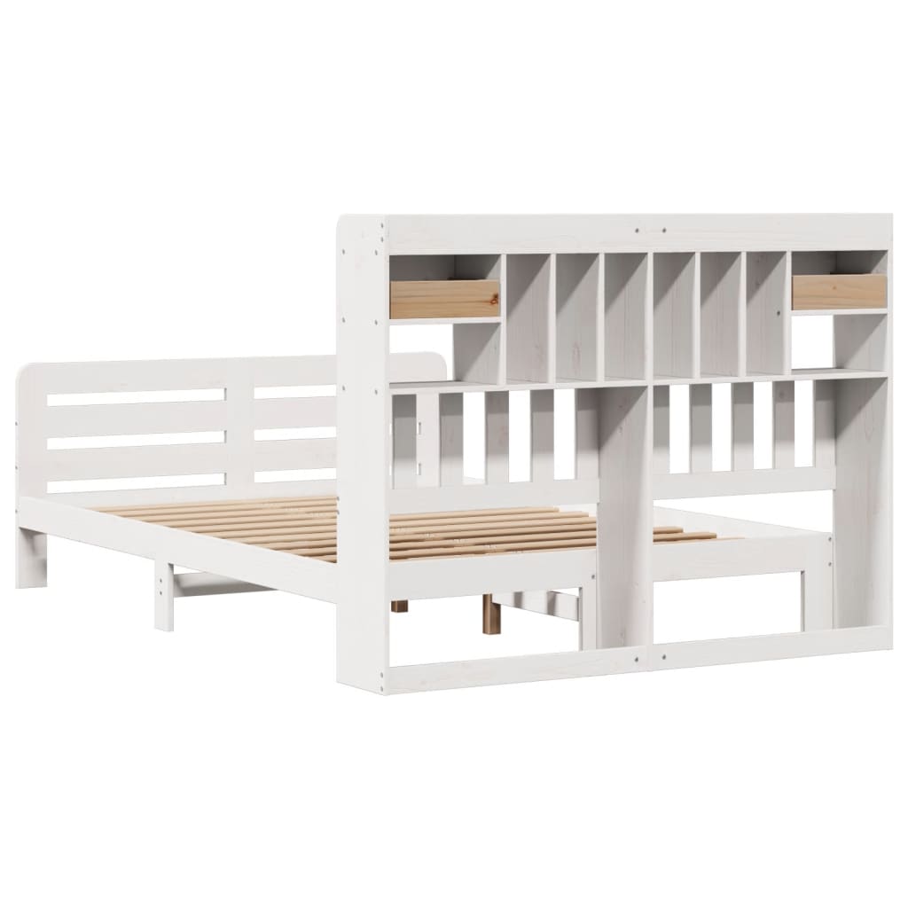 Bed met boekenkast zonder matras grenenhout wit 150x200 cm is nu te koop bij PeponiXL, paradijselijk wonen!