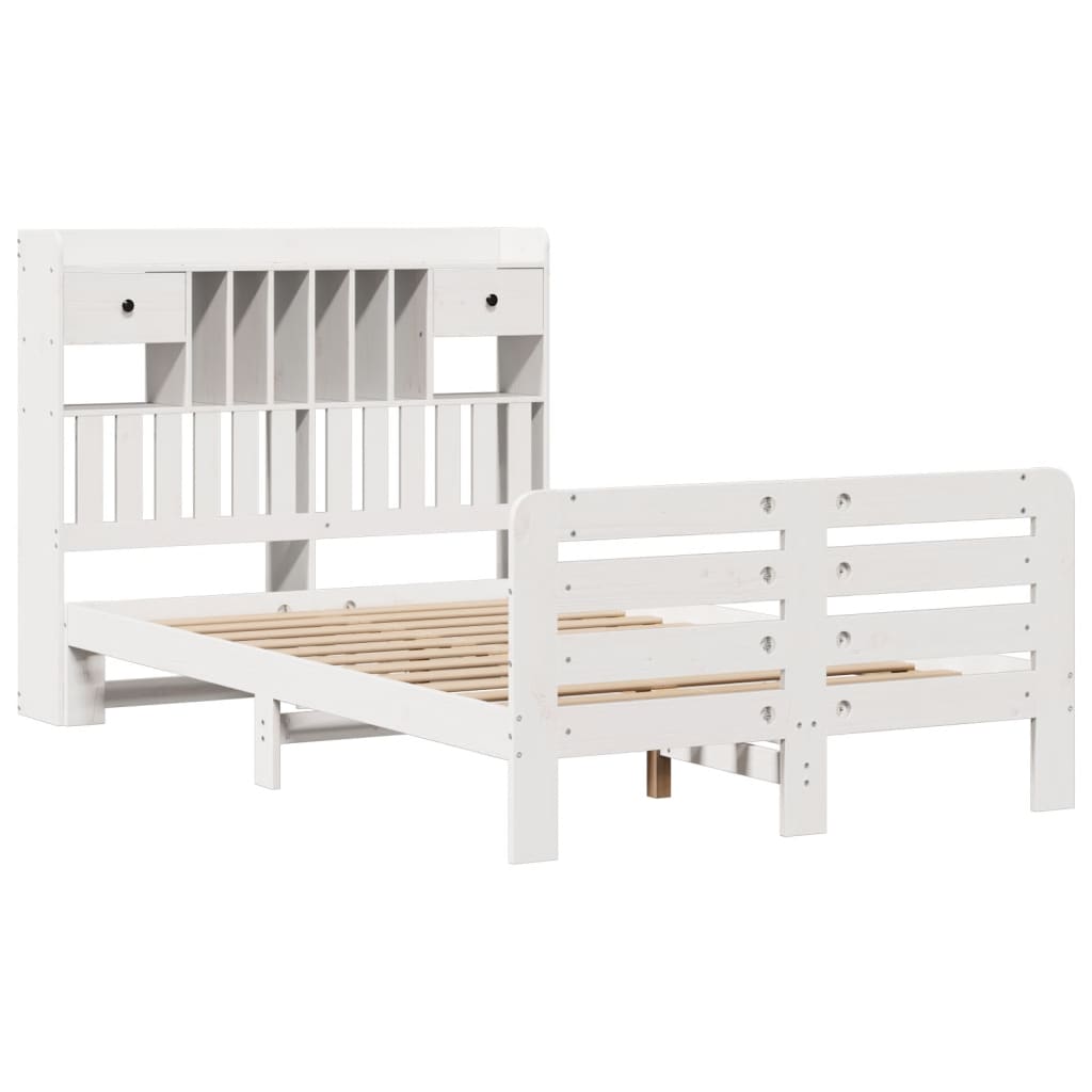 Bed met boekenkast zonder matras grenenhout wit 135x190 cm is nu te koop bij PeponiXL, paradijselijk wonen!