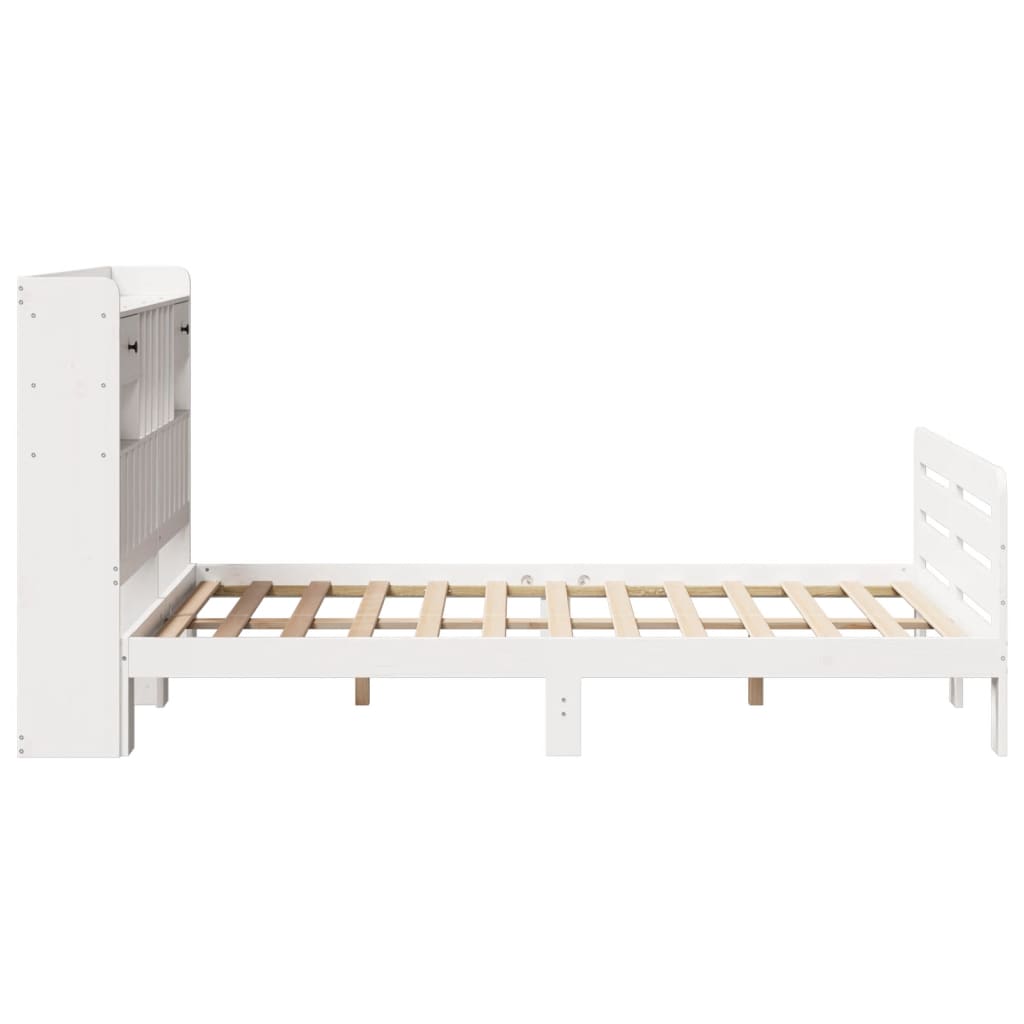 Bed met boekenkast zonder matras grenenhout wit 135x190 cm is nu te koop bij PeponiXL, paradijselijk wonen!