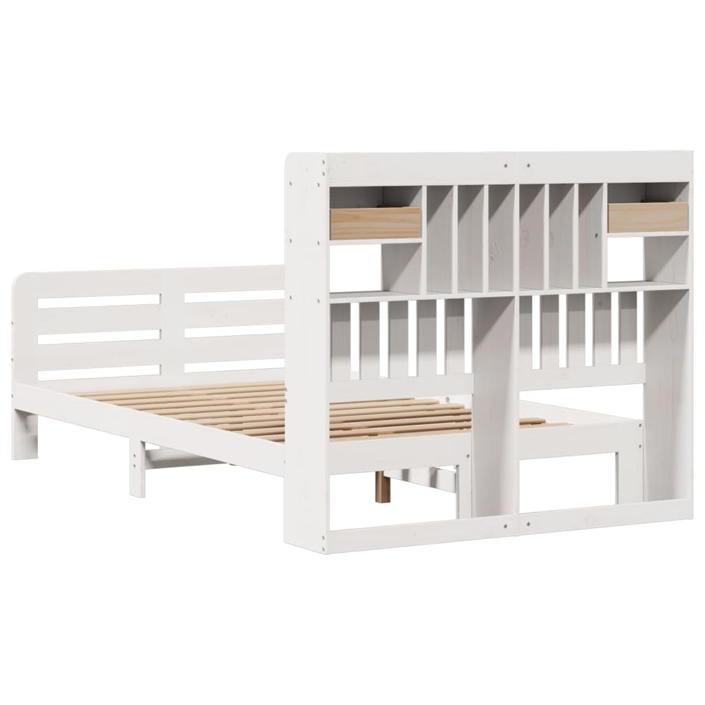 Bed met boekenkast zonder matras grenenhout wit 135x190 cm is nu te koop bij PeponiXL, paradijselijk wonen!