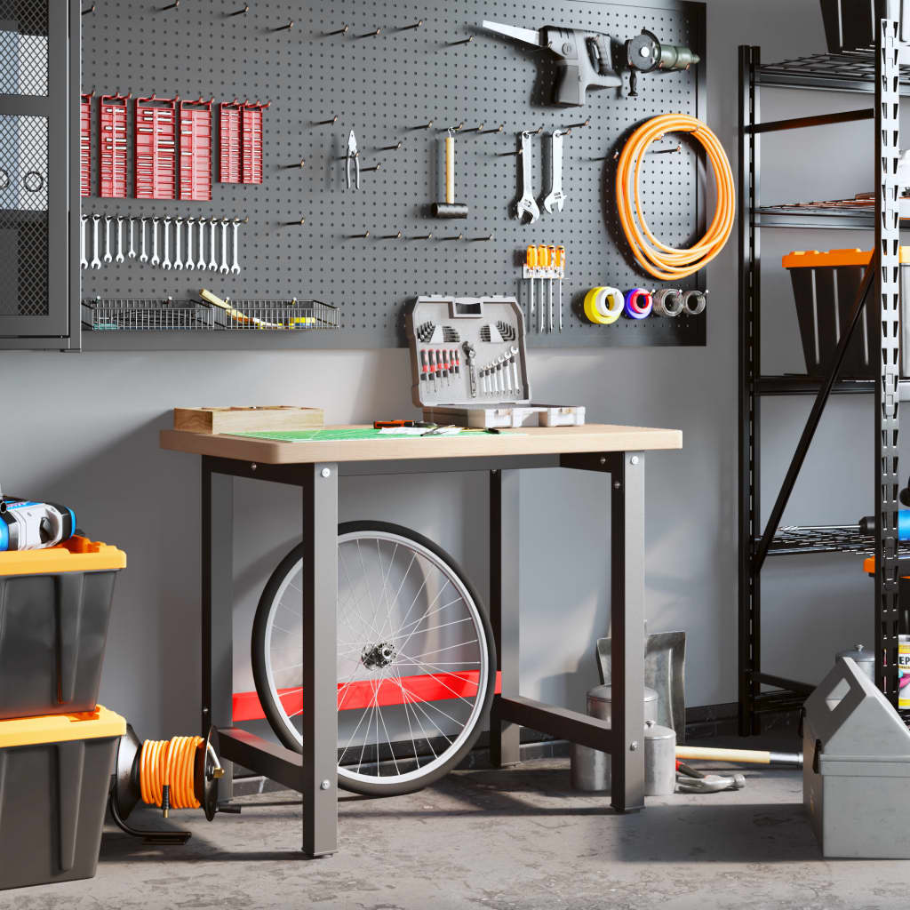 Werkbank rechthoekig 100x60x83 cm massief eikenhout is nu te koop bij PeponiXL, paradijselijk wonen!