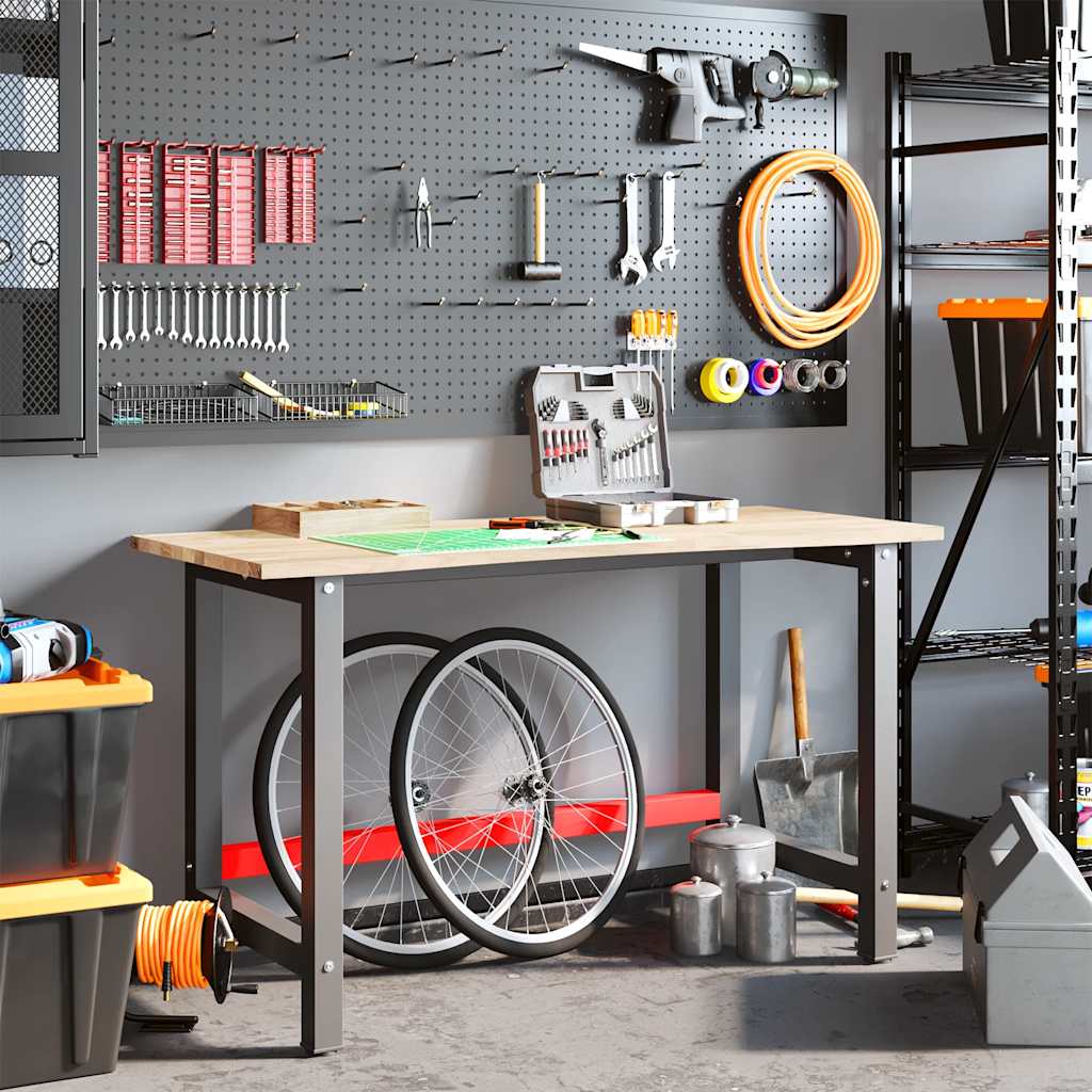 Werkbank 140x60x81,5 cm massief eikenhout is nu te koop bij PeponiXL, paradijselijk wonen!