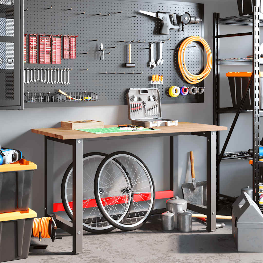 Werkbank 140x60x81,5 cm massief eikenhout lichtbruin is nu te koop bij PeponiXL, paradijselijk wonen!