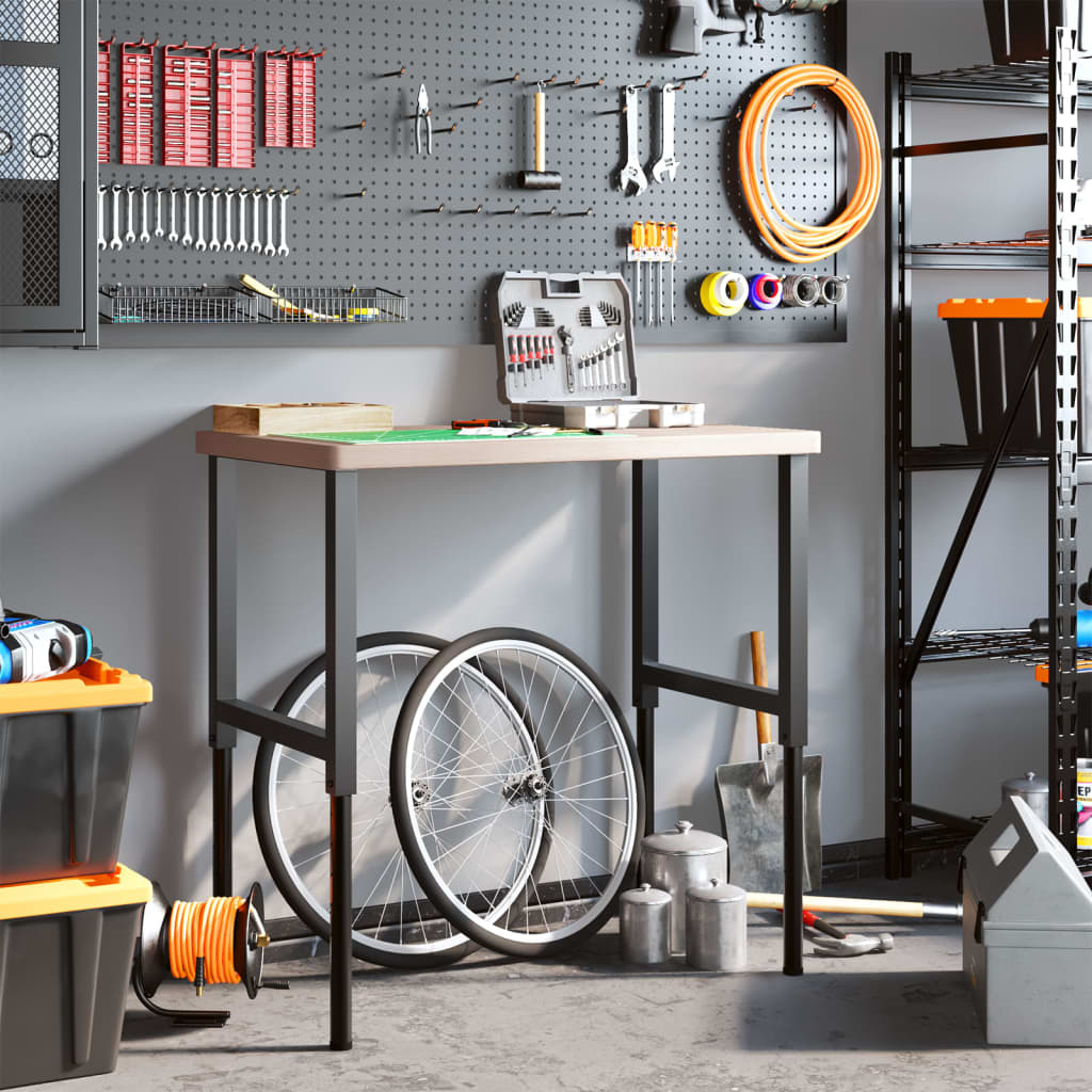 Werkbank rechthoekig 100x60x(73-99,5) cm massief eikenhout is nu te koop bij PeponiXL, paradijselijk wonen!