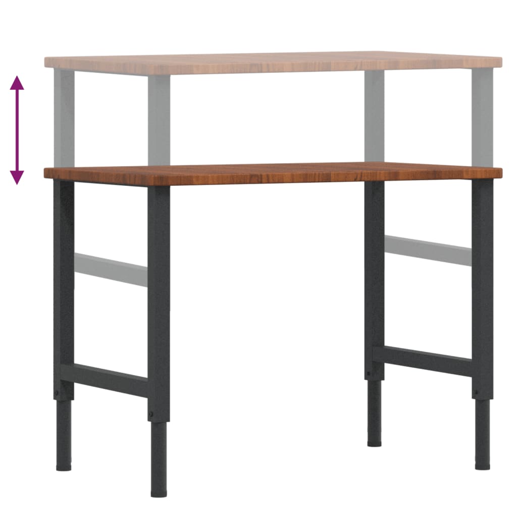 Werkbank rechthoek 100x60x(71,5-98) cm eikenhout donkerbruin is nu te koop bij PeponiXL, paradijselijk wonen!
