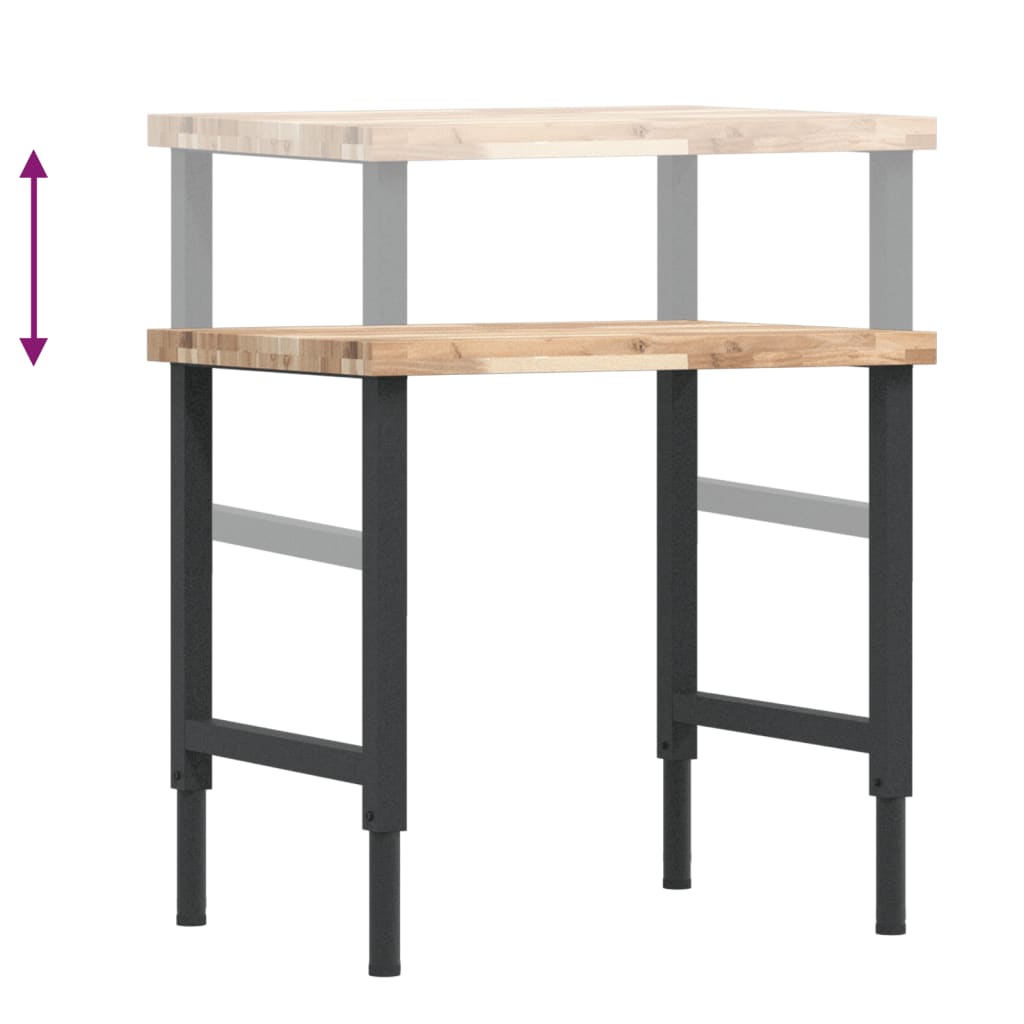 Werkbank rechthoekig 80x60x(73-99,5) cm massief acaciahout is nu te koop bij PeponiXL, paradijselijk wonen!