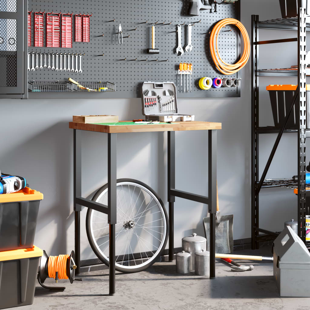 Werkbank rechthoekig 80x60x(73-99,5) cm massief acaciahout is nu te koop bij PeponiXL, paradijselijk wonen!