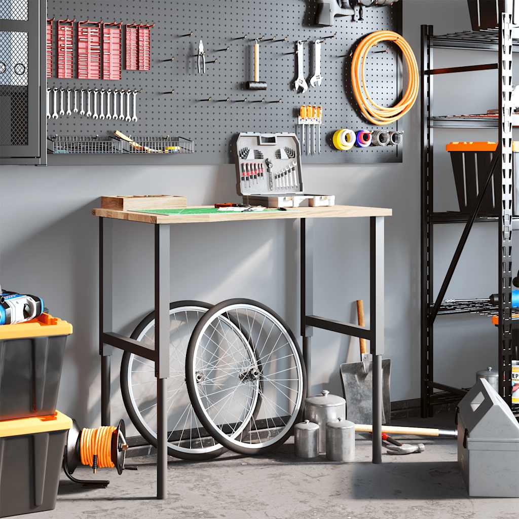 Werkbank 100x60x(71,5-98) cm massief eikenhout is nu te koop bij PeponiXL, paradijselijk wonen!