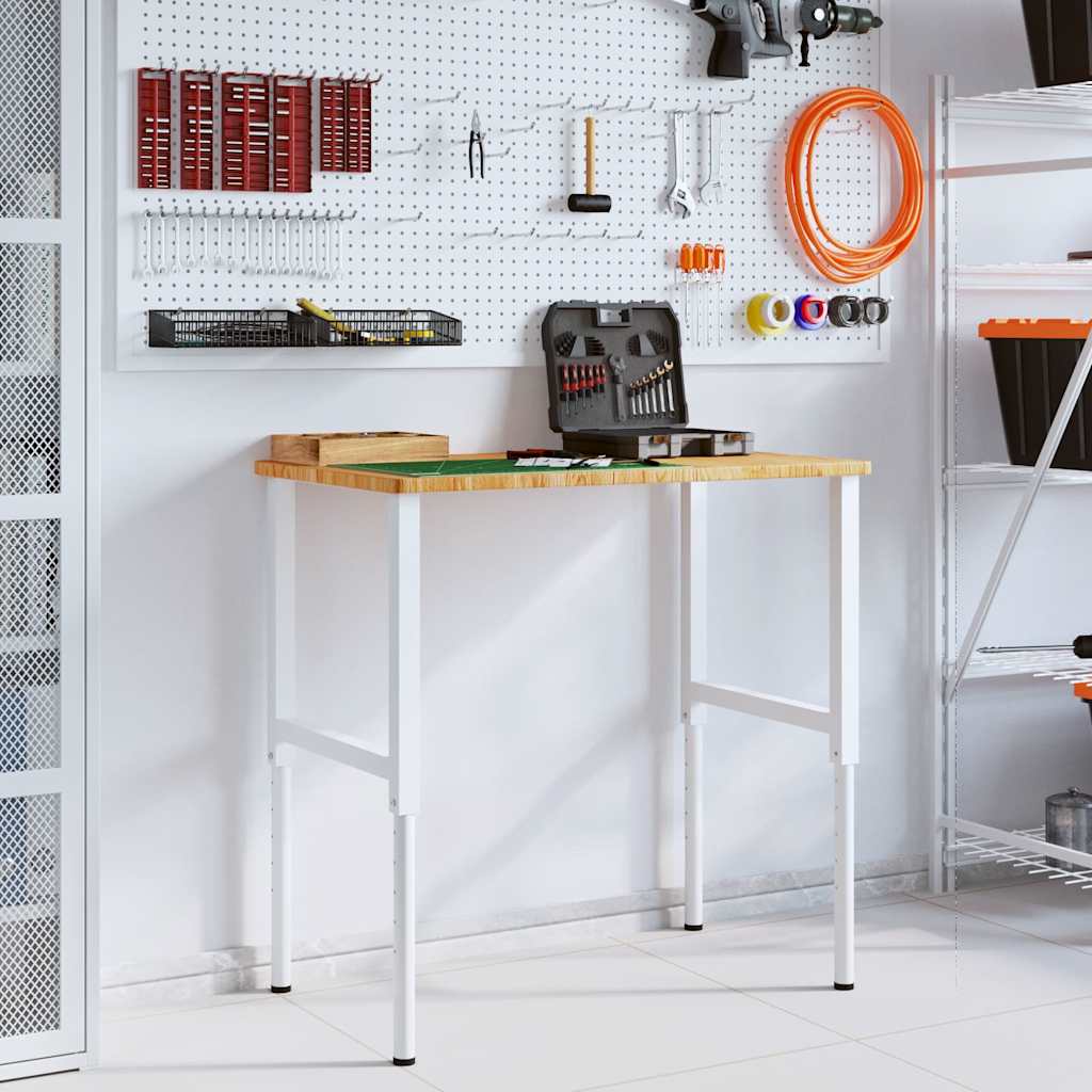 Werkbank rechthoek 100x60x(71,5-98) cm eikenhout lichtbruin is nu te koop bij PeponiXL, paradijselijk wonen!