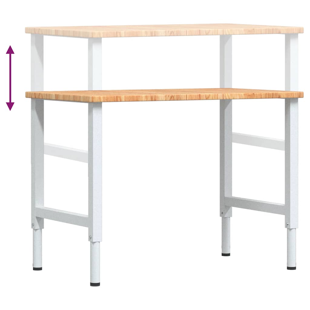 Werkbank rechthoek 100x60x(71,5-98) cm eikenhout lichtbruin is nu te koop bij PeponiXL, paradijselijk wonen!