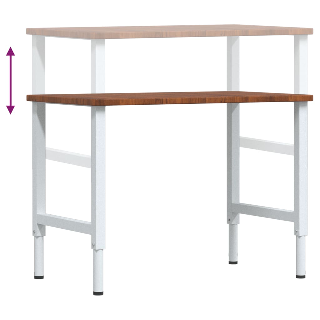 Werkbank rechthoek 100x60x(71,5-98) cm eikenhout donkerbruin is nu te koop bij PeponiXL, paradijselijk wonen!