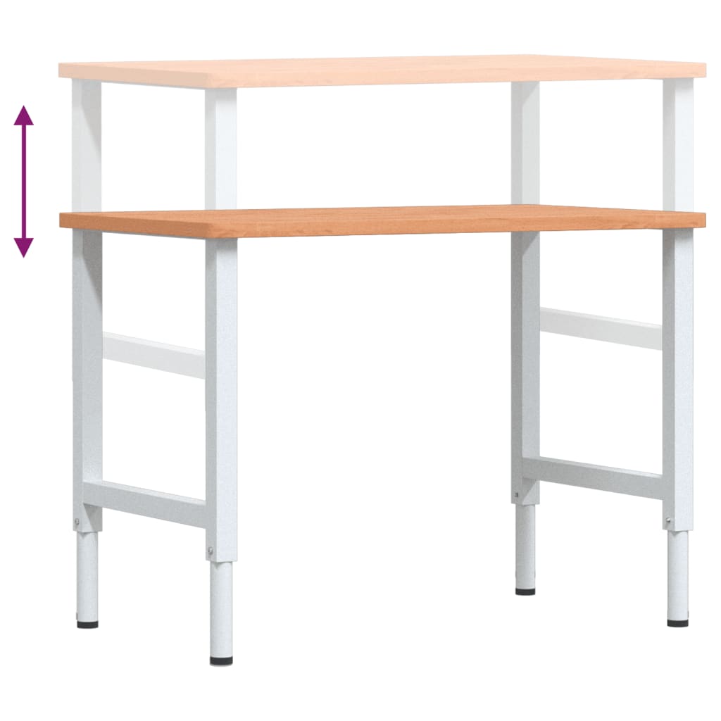 Werkbank rechthoekig 100x60x(71,5-98) cm massief beukenhout is nu te koop bij PeponiXL, paradijselijk wonen!