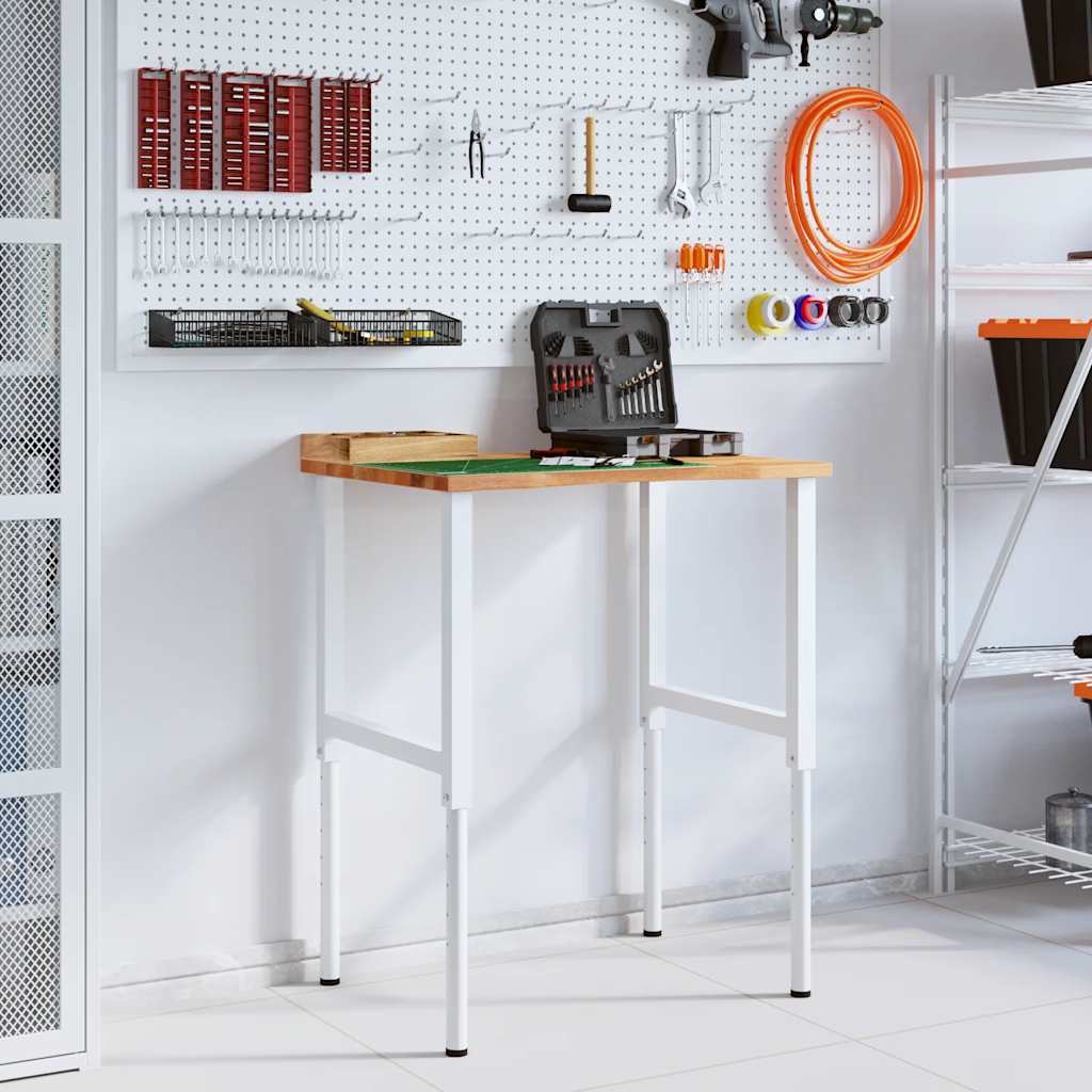 Werkbank 80x60x(71,5-98) cm eikenhout lichtbruin is nu te koop bij PeponiXL, paradijselijk wonen!