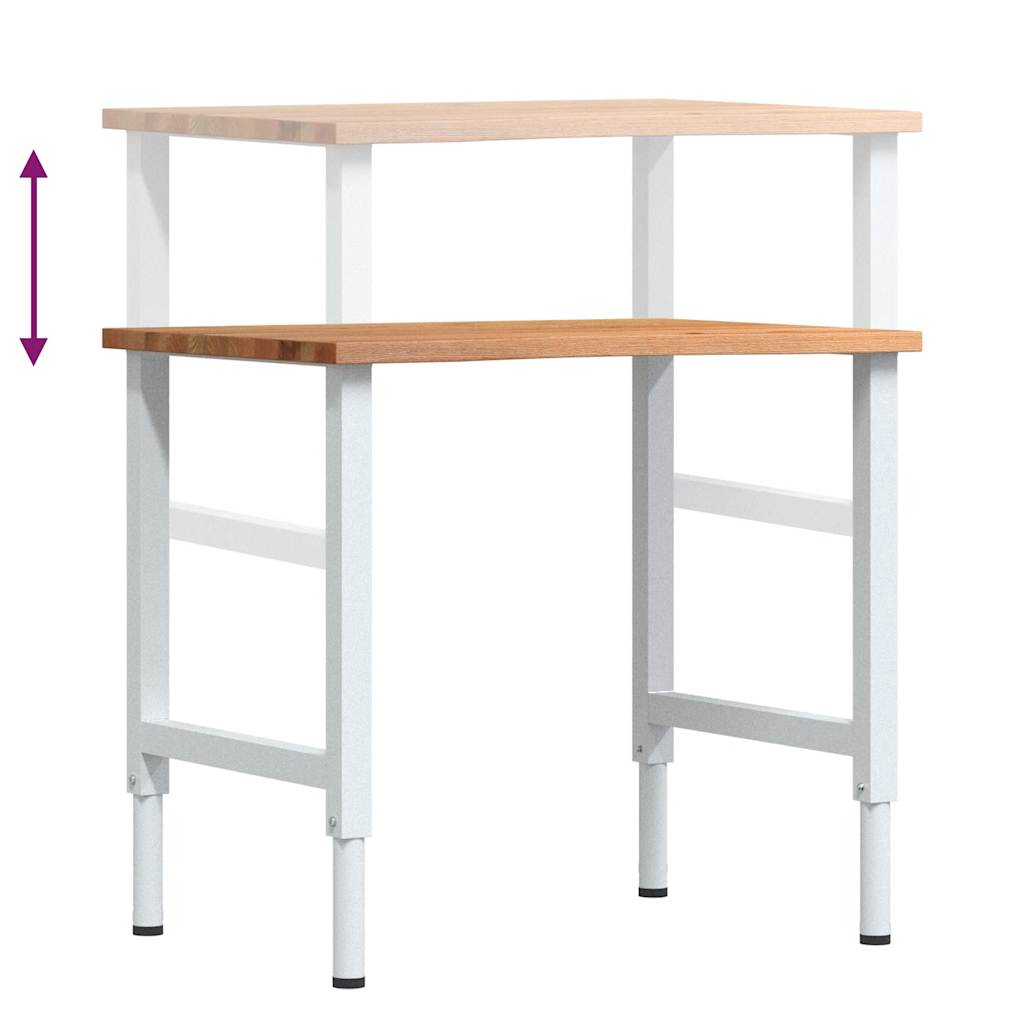 Werkbank 80x60x(71,5-98) cm eikenhout lichtbruin is nu te koop bij PeponiXL, paradijselijk wonen!