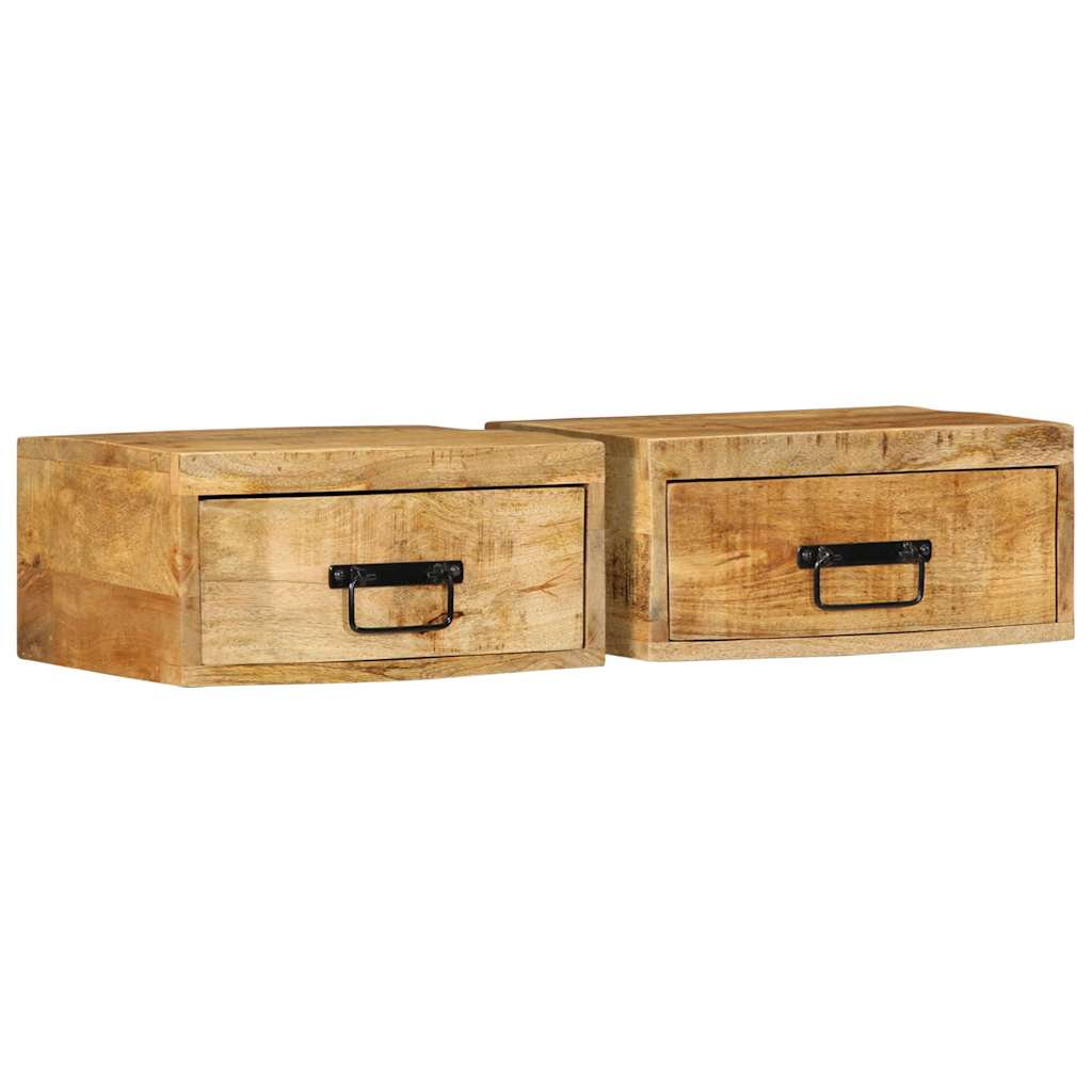 Nachtkastjes 2 st wandgemonteerd massief ruw mangohout is nu te koop bij PeponiXL, paradijselijk wonen!