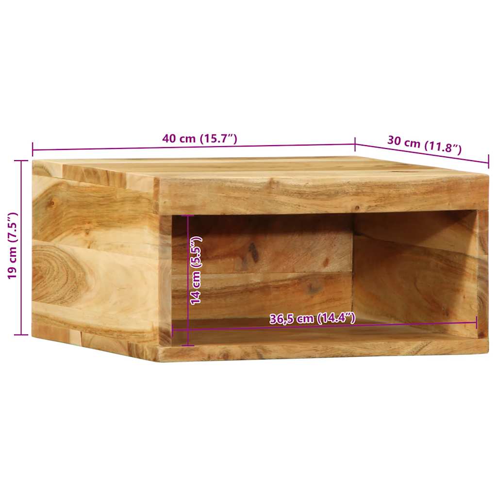Tv-meubel wandmontage 40x30x19 cm massief acaciahout