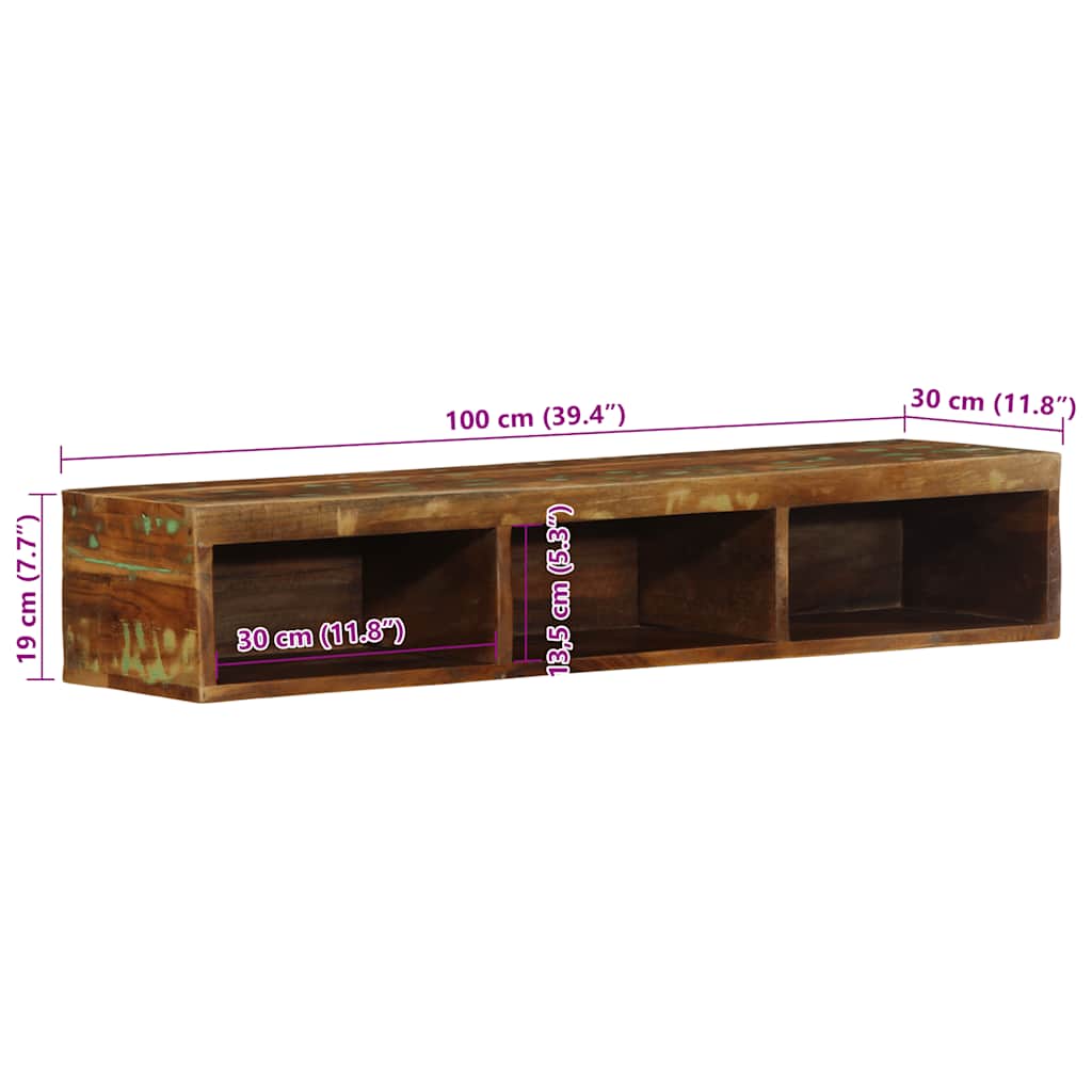Tv-meubel wandmontage 100x30x19 cm massief gerecycled hout is nu te koop bij PeponiXL, paradijselijk wonen!