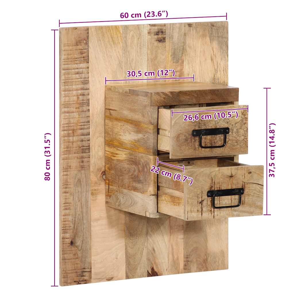 Nachtkastje 60x32x80 cm massief ruw mangohout is nu te koop bij PeponiXL, paradijselijk wonen!