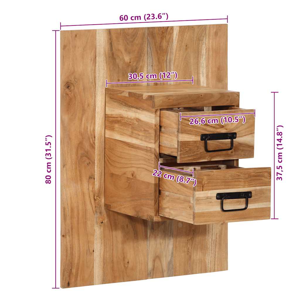 Nachtkastje 60x32x80 cm massief acaciahout is nu te koop bij PeponiXL, paradijselijk wonen!