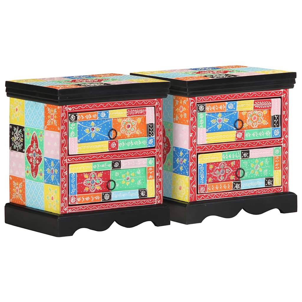 Nachtkastje 2 pcs Multikleur 40 x 35 x 45 cm Massief Mango Hout is nu te koop bij PeponiXL, paradijselijk wonen!