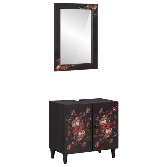 Badkamerkastenset Wandgemonteerd 2 pcs Massief Mango Hout is nu te koop bij PeponiXL, paradijselijk wonen!