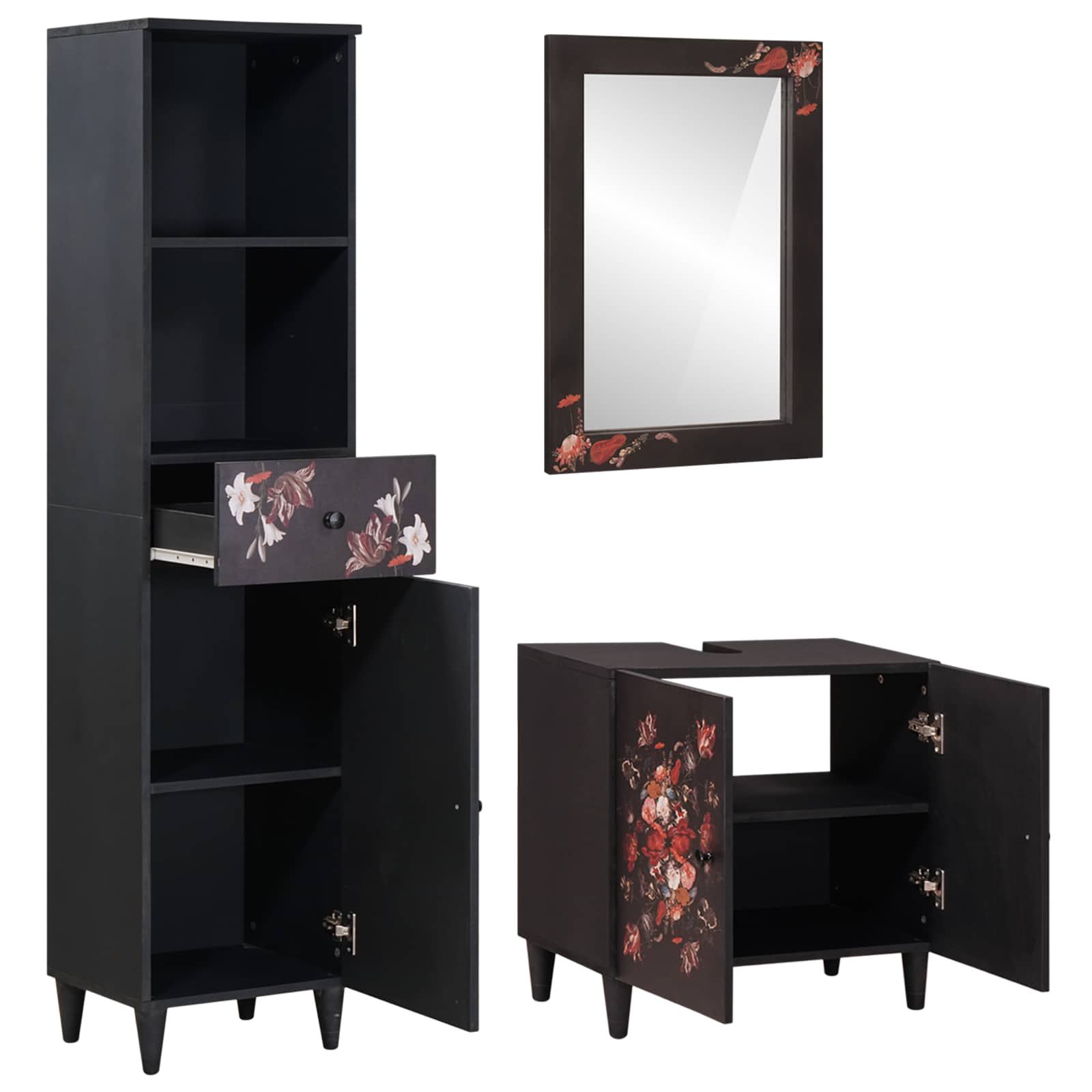 Badkamerkastenset met lade met opslag 3 pcs Massief Mango Hout is nu te koop bij PeponiXL, paradijselijk wonen!