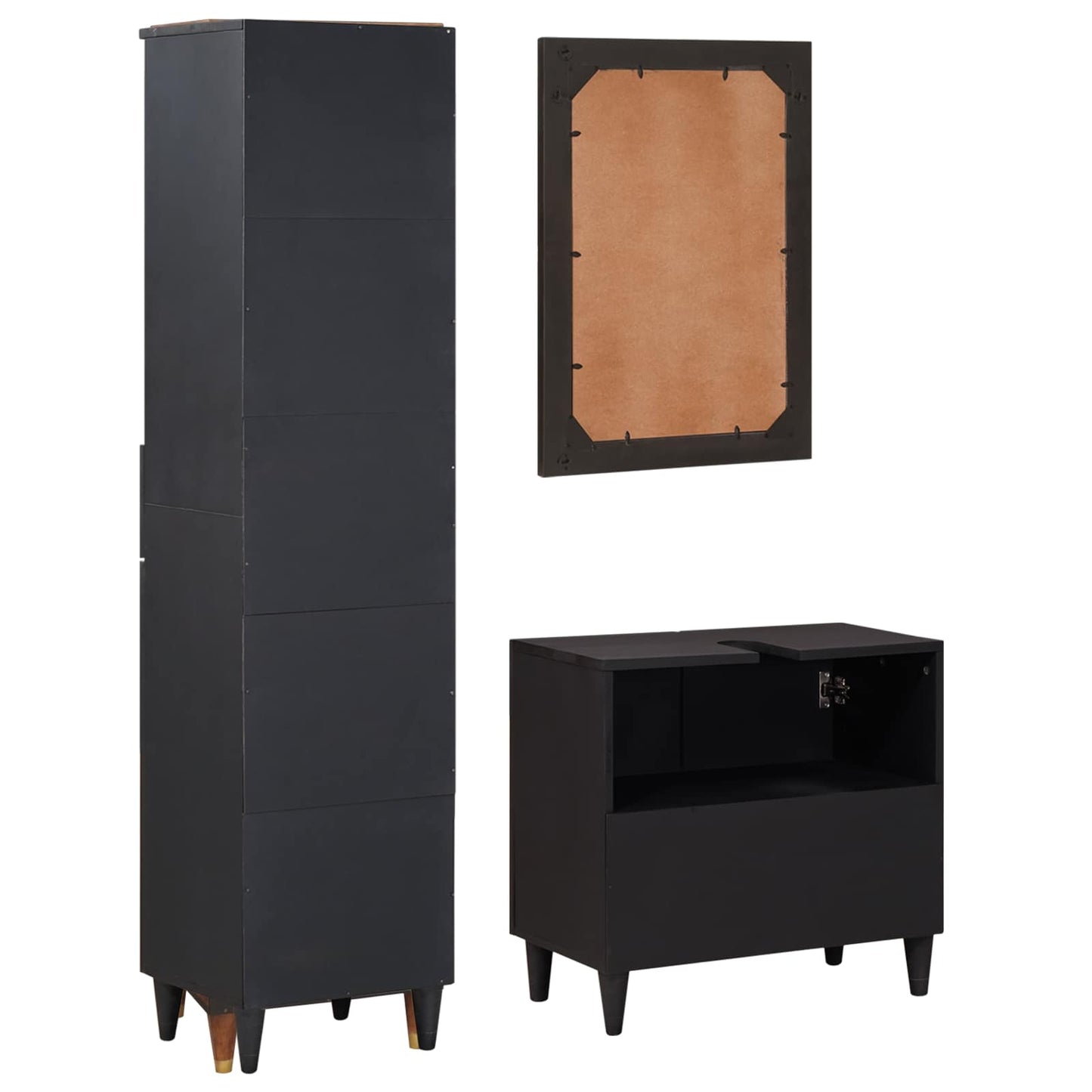Badkamerkastenset met lade met opslag 3 pcs Massief Mango Hout is nu te koop bij PeponiXL, paradijselijk wonen!
