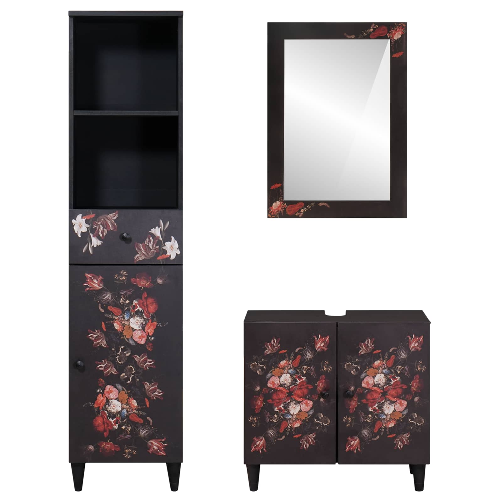 Badkamerkastenset met lade met opslag 3 pcs Massief Mango Hout is nu te koop bij PeponiXL, paradijselijk wonen!