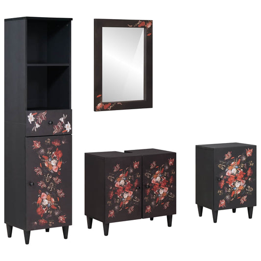 Badkamerkastenset met lade met opslag 4 pcs Massief Mango Hout is nu te koop bij PeponiXL, paradijselijk wonen!