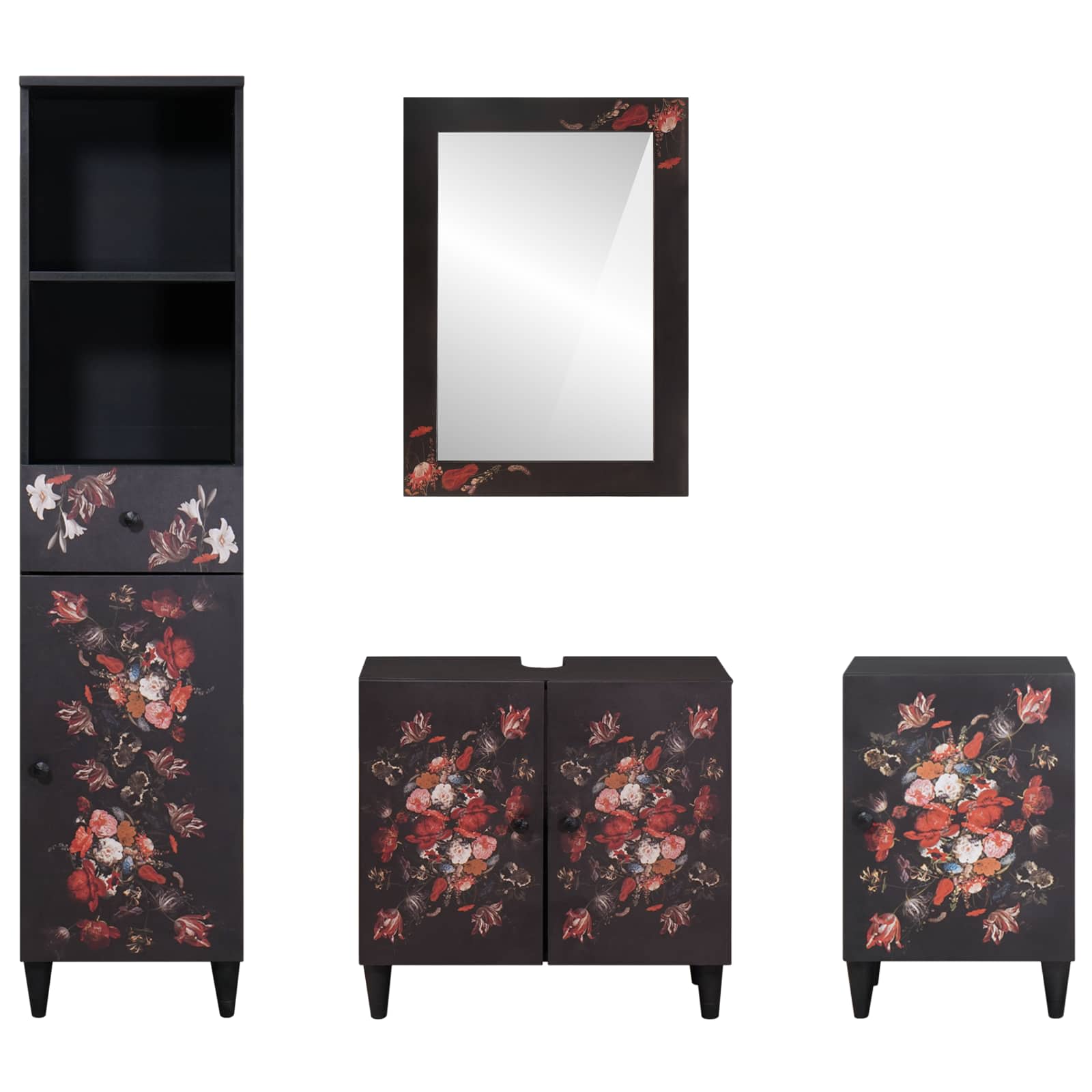 Badkamerkastenset met lade met opslag 4 pcs Massief Mango Hout is nu te koop bij PeponiXL, paradijselijk wonen!