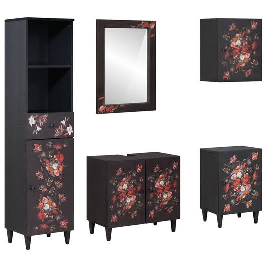 Badkamerkastenset met lade met opslag 5 pcs Massief Mango Hout is nu te koop bij PeponiXL, paradijselijk wonen!