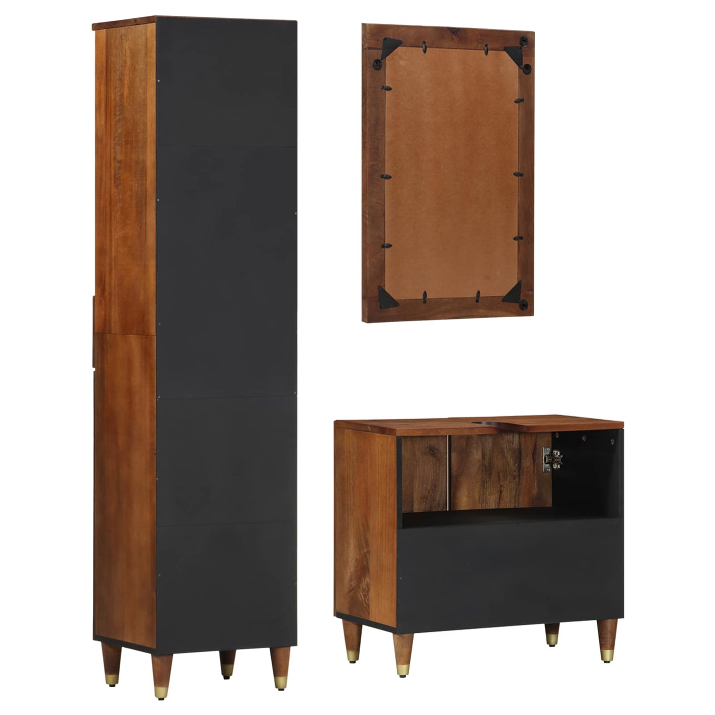 Badkamerkastenset met lade 3 pcs Honingbruin Massief Mango Hout is nu te koop bij PeponiXL, paradijselijk wonen!