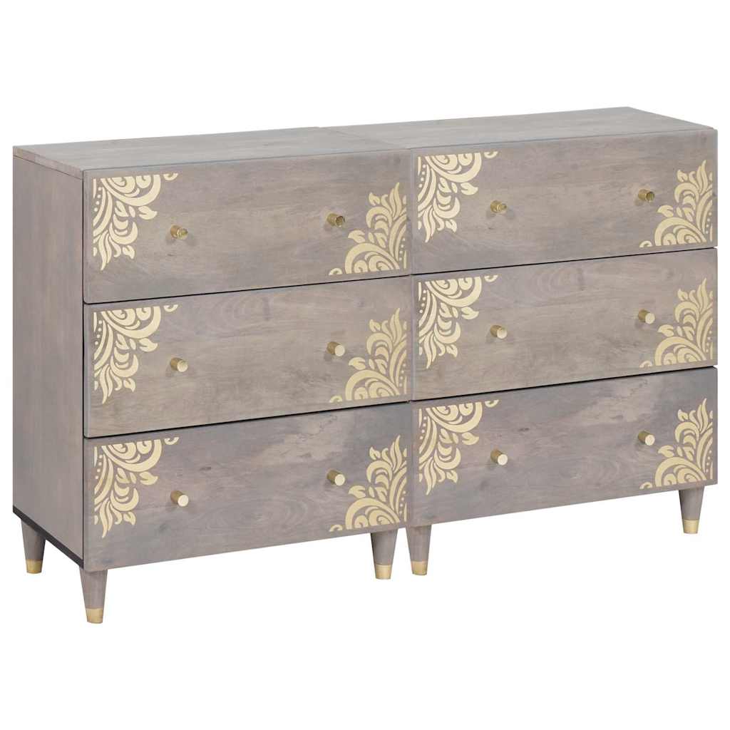 Dressoir 2 pcs Grijs 60 x 33 x 75 cm Massief Mango Hout is nu te koop bij PeponiXL, paradijselijk wonen!