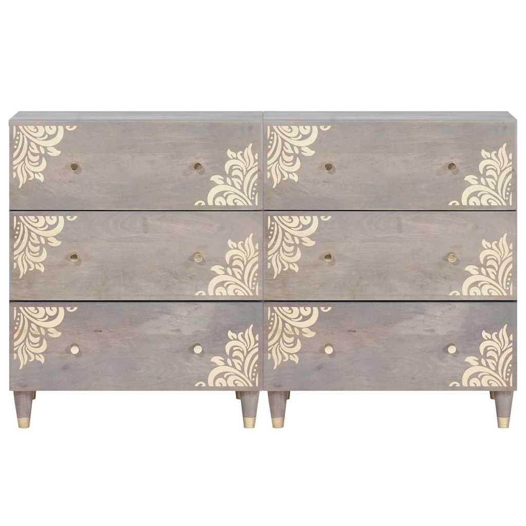 Dressoir 2 pcs Grijs 60 x 33 x 75 cm Massief Mango Hout is nu te koop bij PeponiXL, paradijselijk wonen!