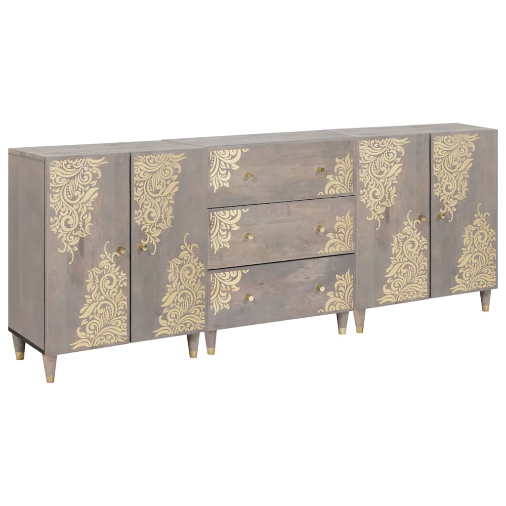 Badkamerkastenset met lade 3 pcs Grijs en Goud 180 x 33 x 75 cm is nu te koop bij PeponiXL, paradijselijk wonen!