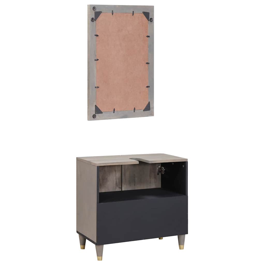 Badkamerkastenset Wandgemonteerd 2 pcs Grijs Massief Mango Hout is nu te koop bij PeponiXL, paradijselijk wonen!