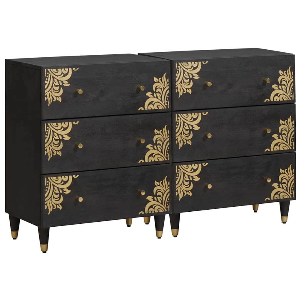 Dressoir 2 pcs Zwart 60 x 33 x 75 cm Massief Mango Hout is nu te koop bij PeponiXL, paradijselijk wonen!