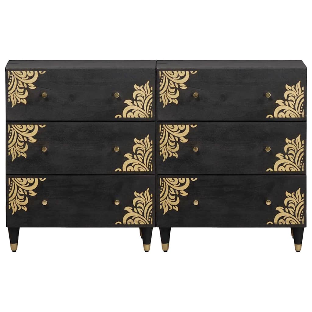 Dressoir 2 pcs Zwart 60 x 33 x 75 cm Massief Mango Hout is nu te koop bij PeponiXL, paradijselijk wonen!